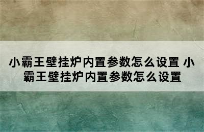 小霸王壁挂炉内置参数怎么设置 小霸王壁挂炉内置参数怎么设置